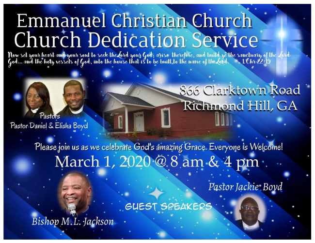 Emmanuel Christian Church Dedication - Reflections